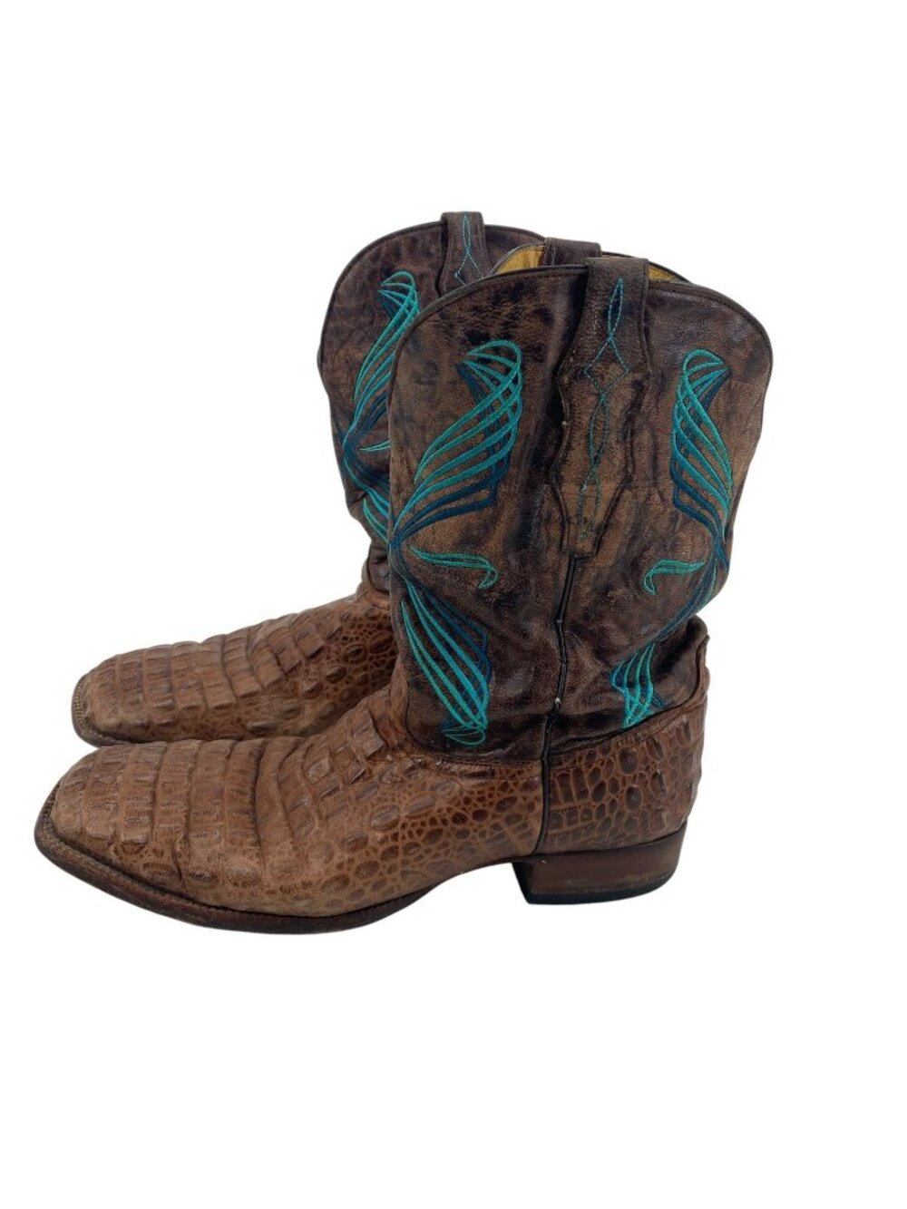 Cavender’s Hornback Caiman Leather Western Cowboy Square Toe Work Boots 13 EE